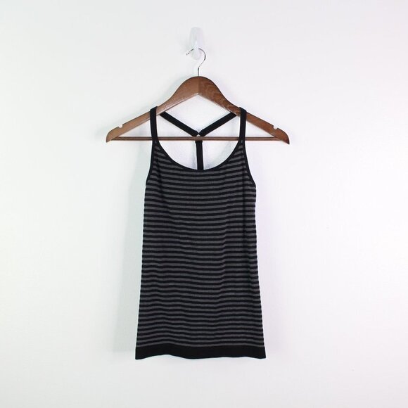 Athleta Up Tempo Striped Y-Back Tank‎ Top Grey Stripe XS - Picture 1 of 5